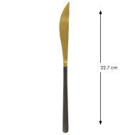  GOLD PVD TABLE KNIFE WITH BLACK PVD HANDLE AROMA PRO MUNDI