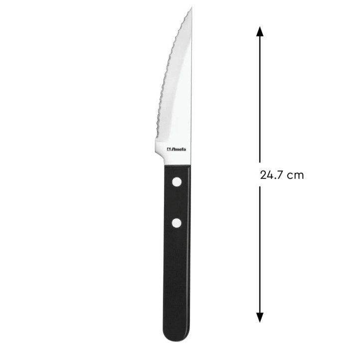 Steak knife black jumbo 24.7 cm abs handle Amefa