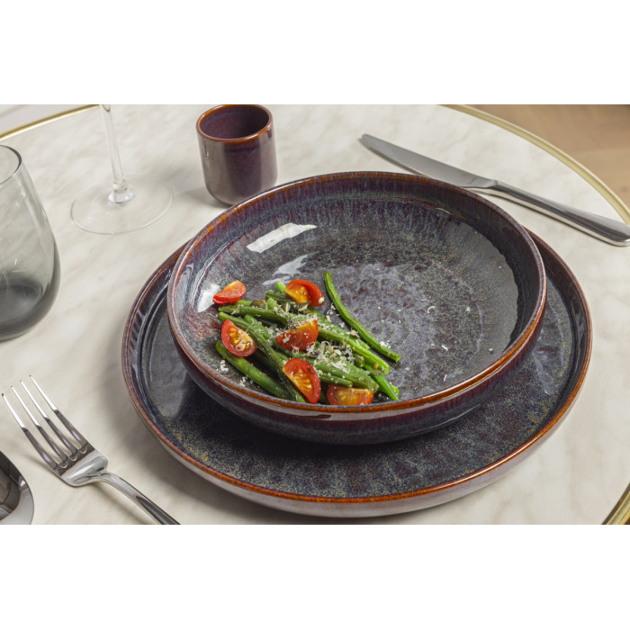 AMBER DEEP COUPE PLATE D22CM STONEWARE ACCOLADE