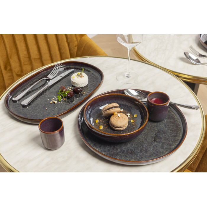 AMBER DEEP COUPE PLATE D22CM STONEWARE ACCOLADE