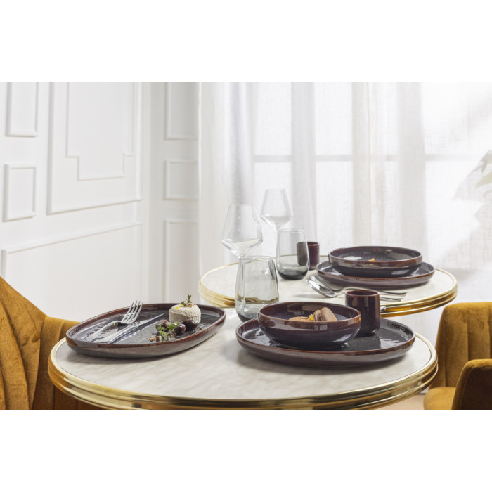 AMBER OVAL PLATE L33 X W 22.5 CM STONEWARE ACCOLADE