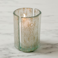 CANDLE HOLDER CRACKLED MATTE SILVER D7.6XH10.8CM MGS