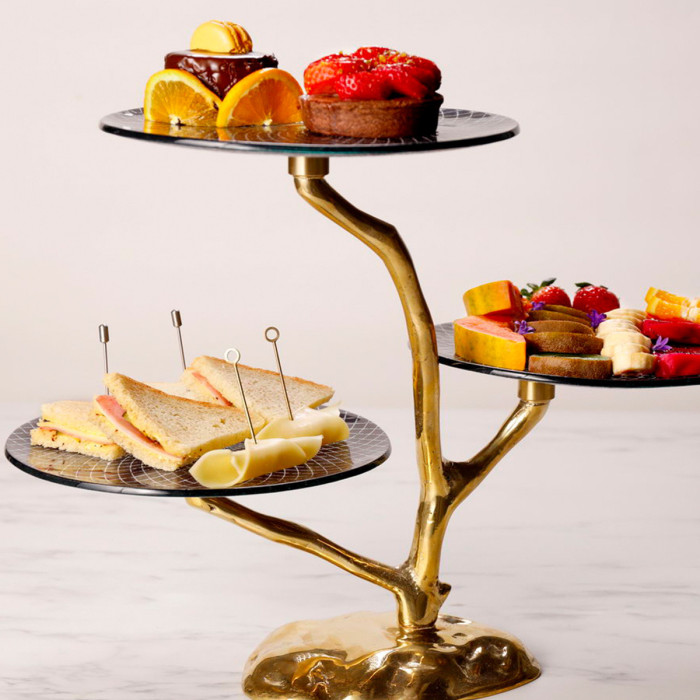 3 TIERS PETIT FOUR STAND CLEAR GLASS L35XW13XH31.5CM MGS