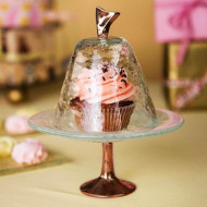 CAKE STAND WITH DOME CLEAR GLASS D17XH18.7CM MGS