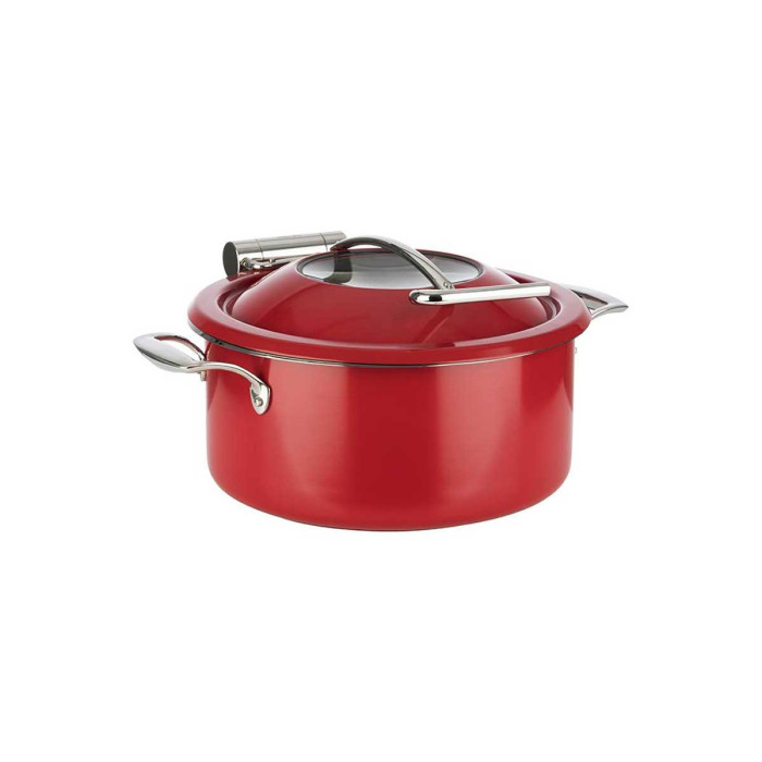 CHAFING DISH RED SET OF 4 (POT 8L+FOOD PAN 4L+GLASS LID INSERT+BRAKE) APS