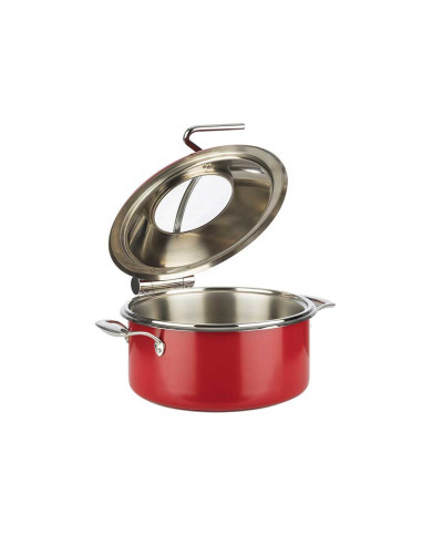 CHAFING DISH RED SET OF 4 (POT 8L+FOOD PAN 4L+GLASS LID INSERT+BRAKE) APS