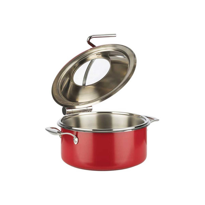 CHAFING DISH RED SET OF 4 (POT 8L+FOOD PAN 4L+GLASS LID INSERT+BRAKE) APS