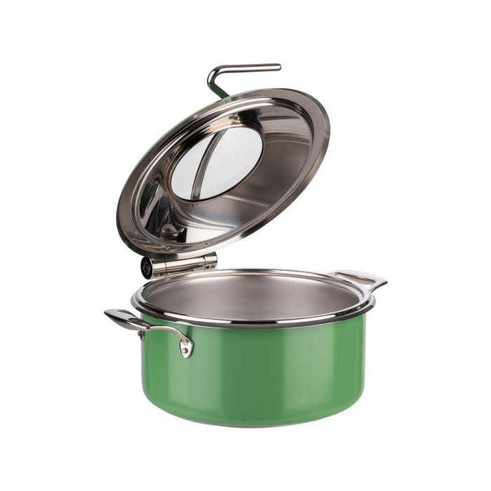 CHAFING DISH GREEN SET OF 4 (POT 8L+FOOD PAN 4L+GLASS LID INSERT+BRAKE) APS