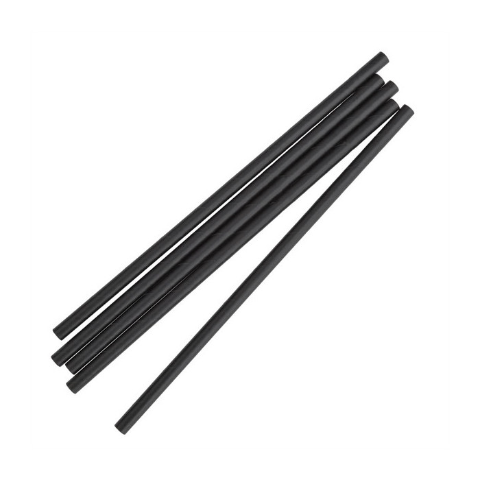 PAPER STRAWS BLACK D0.6XL19.7CM PACK OF 250 EARTH ESSENTIALS