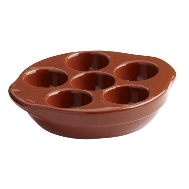 Escargot dish round brown stoneware Ø 13.5 cm