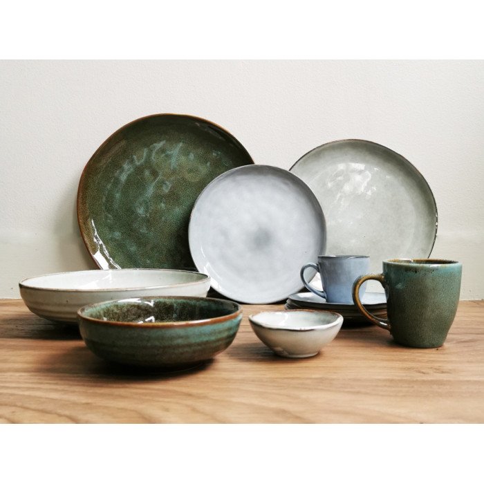 Dish round green stoneware Ø 14 cm Sky Pro.mundi