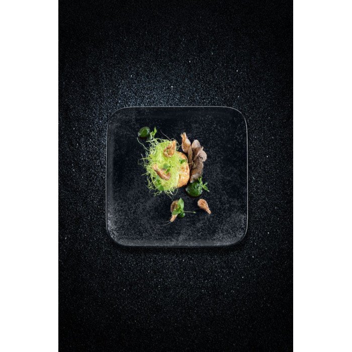 Dinner plate square black porcelain 15x15 cm Karbon Rak