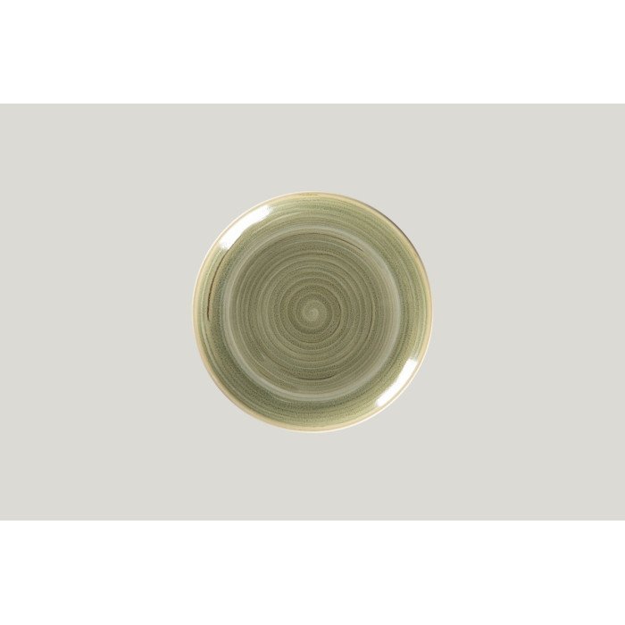 Flat coupe plate round green porcelain Ø 21 cm Rakstone Spot Rak