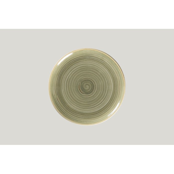 Flat coupe plate round green porcelain Ø 24 cm Rakstone Spot Rak