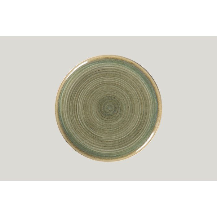 Flat coupe plate round green porcelain Ø 27 cm Rakstone Spot Rak