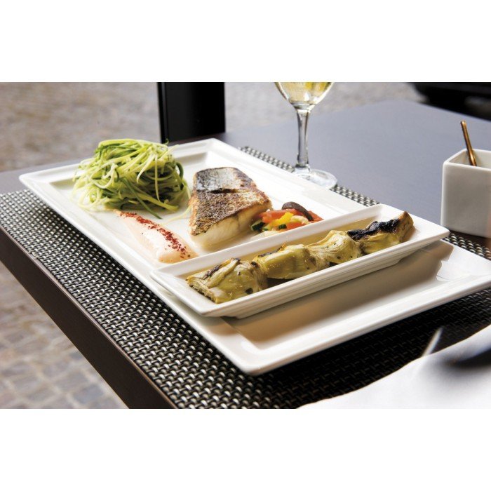 Dinner plate rectangular ivory glazed 38x21 cm Classic Gourmet Rak