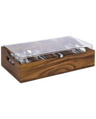  CUTLERY BOX 4-COMPARTMENT WITH COVER L51X28XH14.5CM ACACIA WOOD