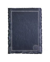 RECTANGULAR STEAK PLATE WITH GRAVY CHANNEL SCALLOPED EDGE RECTANGULAR BLACK L33 X W24CM NATURAL SLATE 