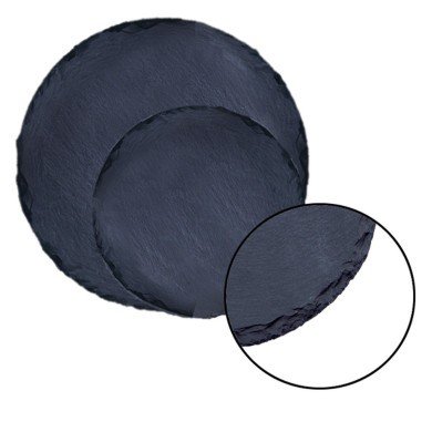 ROUND PLATE SCALLOPED EDGE ROUND BLACK Ø30CM NATURAL SLATE 