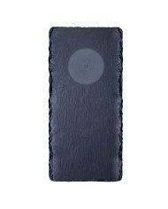 NATURAL SLATE RECTANGULAR PLATE WITH ROUND INDENT SCALLOPED EDGE RECTANGULAR BLACK L25 X W12CM NATURAL SLATE 