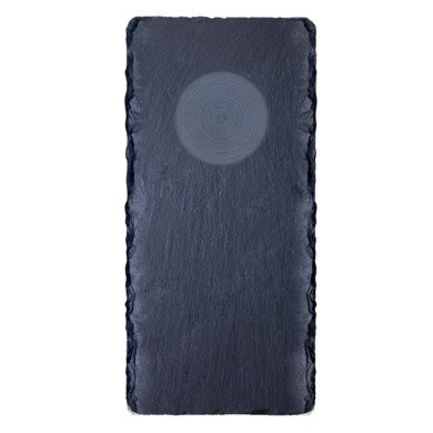 NATURAL SLATE RECTANGULAR PLATE WITH ROUND INDENT SCALLOPED EDGE RECTANGULAR BLACK L25 X W12CM NATURAL SLATE 