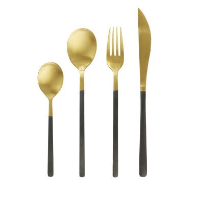  GOLD PVD TABLE FORK WITH BLACK PVD HANDLE AROMA PRO MUNDI