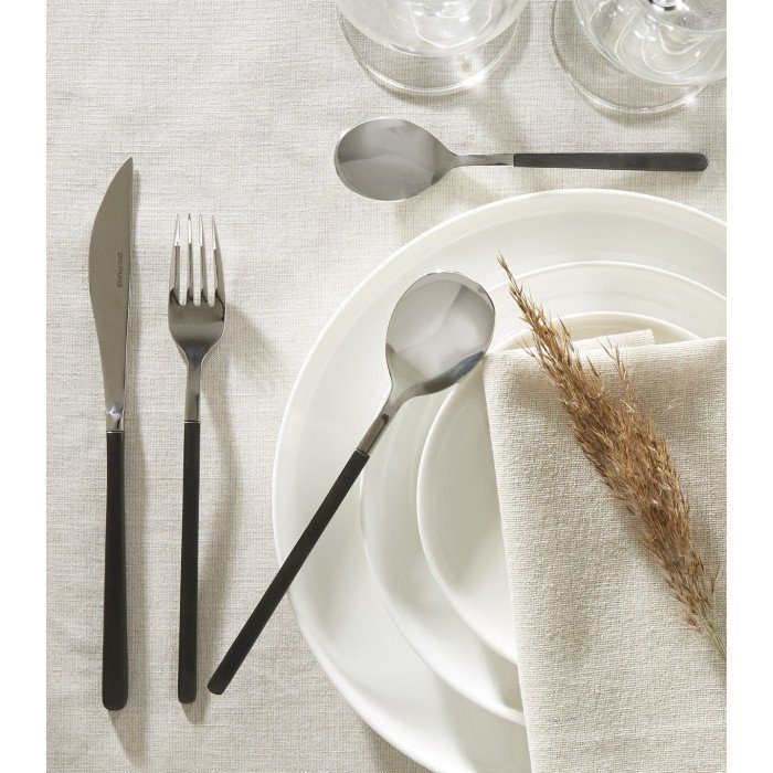  BLACK PVD TABLE SPOON WITH BLACK PVD HANDLE AROMA PRO MUNDI