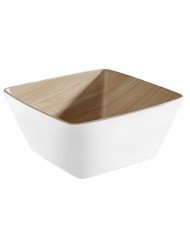 BOWL WHITE/BAMBOO SQUARE 25X25XH12CM 3.5L MELAMINE FRIDA APS