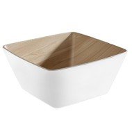 BOWL WHITE/BAMBOO SQUARE 25X25XH12CM 3.5L MELAMINE FRIDA APS