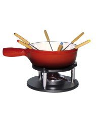 Fondue service red cast steel 22.5 cm