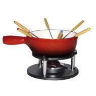 Fondue service red cast steel 22.5 cm