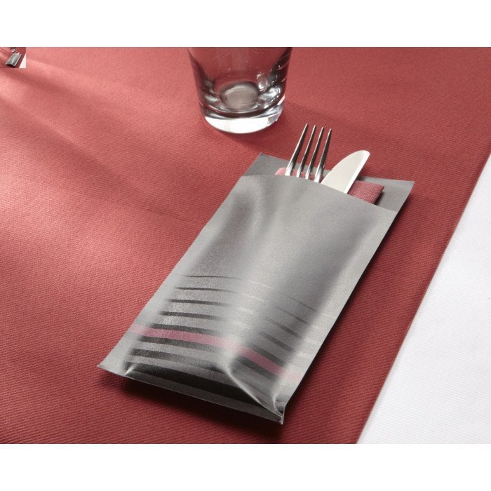 CUTLERY POUCH ISI BLACK WITH MATCHING NAPKIN PACK OF 50