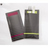 CUTLERY POUCH ISI GREEN WITH MATCHING NAPKIN PACK OF 50