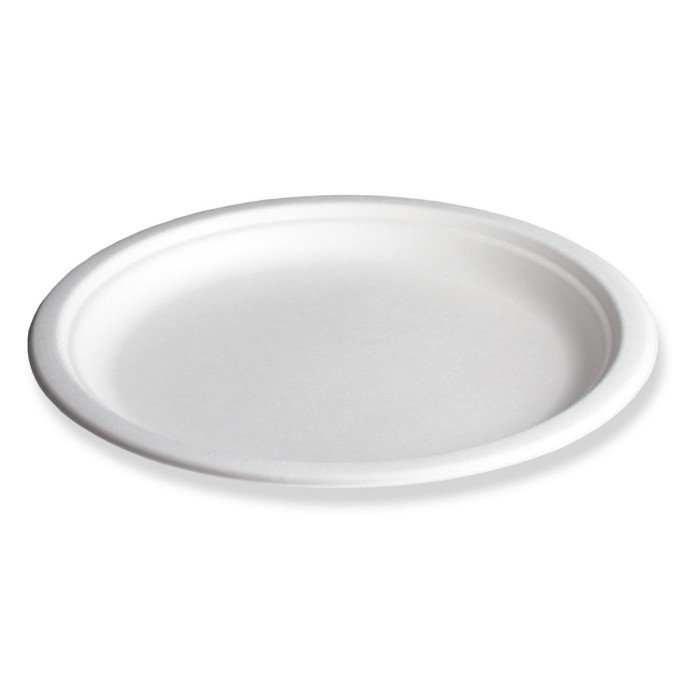 Plate bagasse round white Ø 18 cm Be Pulp  (50 pieces)