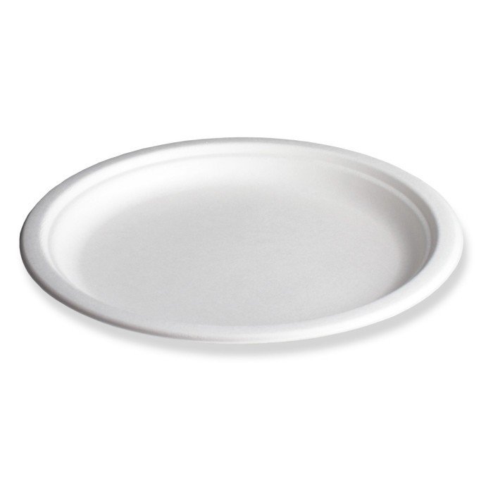 Plate bagasse round white Ø 23 cm Be Pulp  (50 pieces)