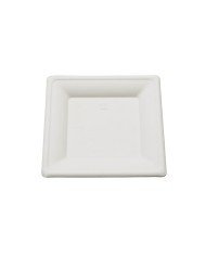 Square plate bagasse square white 20x20 cm Be Pulp  (50 pieces)