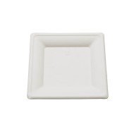 Square plate bagasse square white 20x20 cm Be Pulp  (50 pieces)