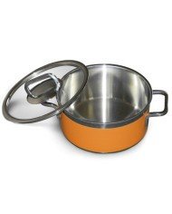 STEW PAN D16XH8CM 1.6L ORANGE GLASS LID 3-PLY SST RAINBOW 