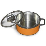 STEW PAN D16XH8CM 1.6L ORANGE GLASS LID 3-PLY SST RAINBOW 