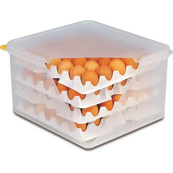 EGGS BOX 35.4X32.5XH20CM WITH LID AND 8 TRAYS