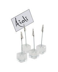 LABEL HOLDER 3X3XH12CM PLEXIGLAS PACK OF 4+20 WHITE LABELS