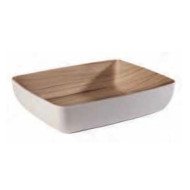 GN 1/2 BOWL  WHITE/BAMBOO 32.5X26.5XH7.5CM 4L MELAMINE FRIDA