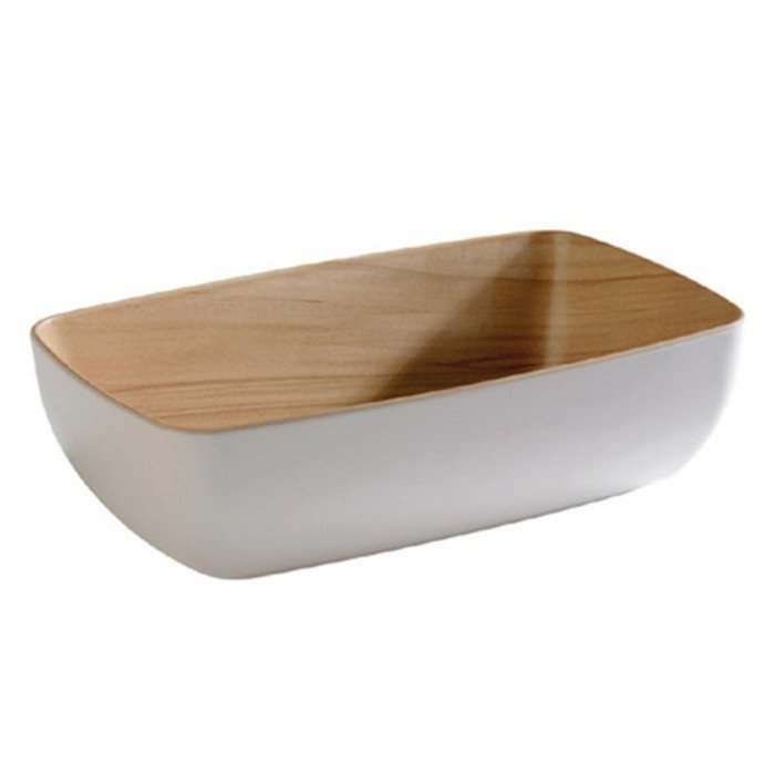  BOWL WHITE/BAMBOO GN 1/4 26.5X16.2XH7.5CM 1.8L MELAMINE FRIDA 