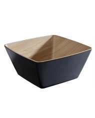  BLACK/BAMBOO SQUARE BOWL 25X25XH12CM 3.5L FRIDA MELAMINE