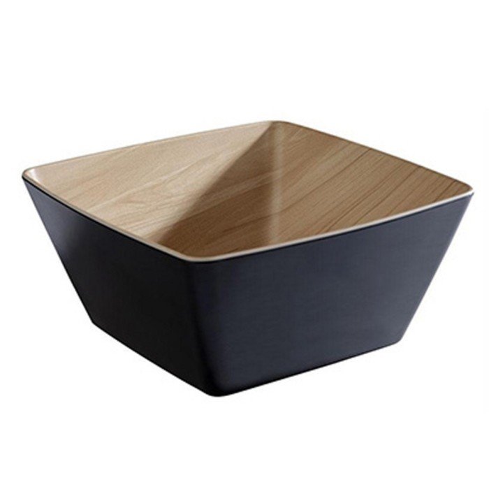  BLACK/BAMBOO SQUARE BOWL 25X25XH12CM 3.5L FRIDA MELAMINE