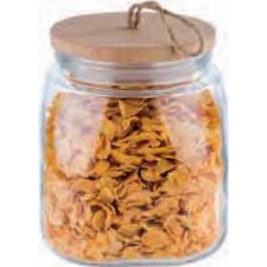 GLASS JAR 14X14XH17CM 2L CAPACITY WITH WOODEN LID