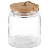 GLASS JAR WITH WOODEN LID 14X14XH21.5CM CAPACITY 2.5L