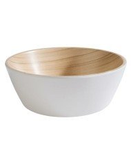 BOWL WHITE/BAMBOO D20XH7.5CM 1.2L MELAMINE FRIDA 