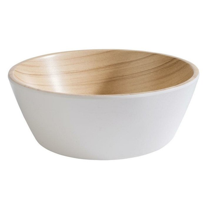 BOWL WHITE/BAMBOO D20XH7.5CM 1.2L MELAMINE FRIDA 