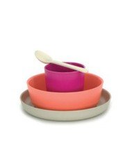 KID SET MAI 4-PIECES FUSCHIA/CORAL/STONE/WHITE BAMBOO FIBERWARE EAT BAMBINO 